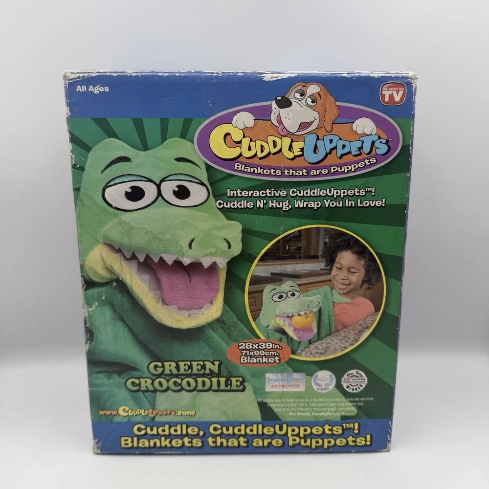 Cuddleuppets Puppet Blanket Alligator Crocodile 28x39 Green Jay @ Play